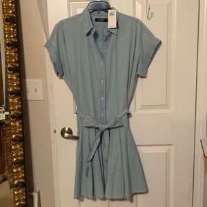 Ralph Lauren denim dress. NWT. Full skirt, hidden deep pockets. Size 6 or size 4